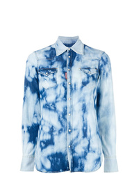 Chemise en jean imprimée tie-dye bleu clair Dsquared2