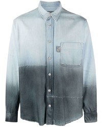 Chemise en jean imprimée tie-dye bleu clair Roberto Cavalli