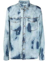 Chemise en jean imprimée tie-dye bleu clair VERSACE JEANS COUTURE