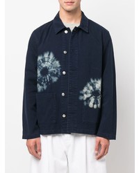 Chemise en jean imprimée tie-dye bleu marine Sandro