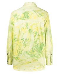 Chemise en jean imprimée tie-dye vert menthe Feng Chen Wang