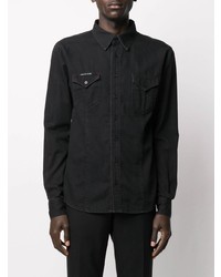 Chemise en jean noire Philipp Plein