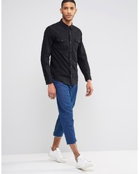 Chemise en jean noire Pull&Bear