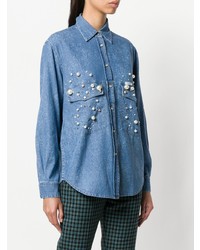 Chemise en jean ornée bleue Forte Dei Marmi Couture