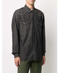 Chemise en jean ornée gris foncé Golden Goose