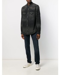 Chemise en jean ornée noire Amiri