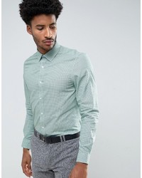 Chemise en pied-de-poule vert menthe