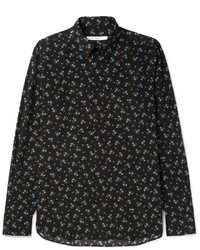 Chemise en soie à fleurs noire Givenchy