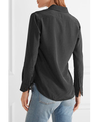 Chemise en soie á pois noire Saint Laurent