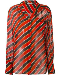 Chemise en soie à rayures horizontales rouge Marco De Vincenzo