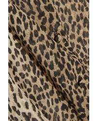 Chemise en soie imprimée léopard marron Saint Laurent