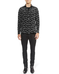 Chemise en soie imprimée noire Saint Laurent