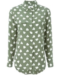 Chemise en soie imprimée vert menthe