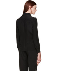 Chemise en soie noire Saint Laurent