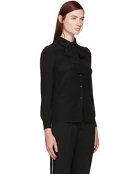 Chemise en soie noire Saint Laurent