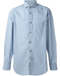 Chemise imprimée bleu clair Brunello Cucinelli