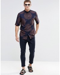 Chemise imprimée bleu marine Asos