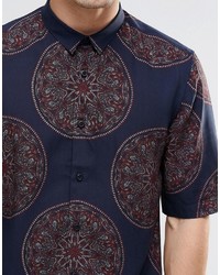 Chemise imprimée bleu marine Asos