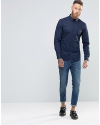 Chemise imprimée bleu marine Asos