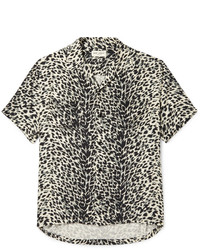 Chemise imprimée léopard noire Saint Laurent