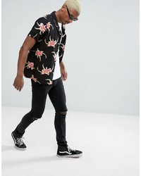 Chemise imprimée noire HUF