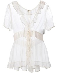 Chemise paysanne à volants blanche Dolce & Gabbana