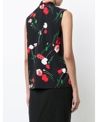 Chemisier à fleurs noir Oscar de la Renta