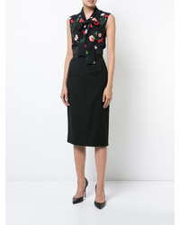 Chemisier à fleurs noir Oscar de la Renta