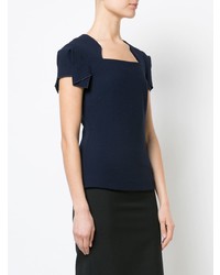 Chemisier à manches courtes bleu marine Roland Mouret