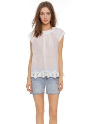Chemisier à manches courtes en broderie anglaise blanc Madewell