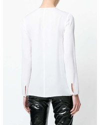 Chemisier à manches longues en dentelle à volants blanc Givenchy