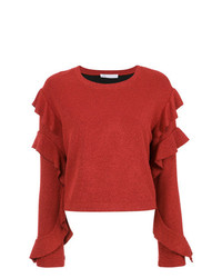 Chemisier à manches longues en tricot rouge Nk