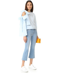 Chemisier à rayures verticales bleu clair MSGM