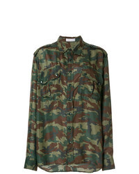 Chemisier boutonné camouflage olive