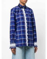 Chemisier boutonné écossais bleu marine MSGM