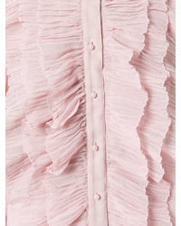 Chemisier boutonné en soie à volants rose Givenchy