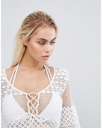 Chemisier en crochet blanc PrettyLittleThing