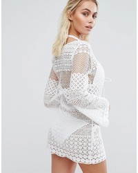 Chemisier en crochet blanc PrettyLittleThing