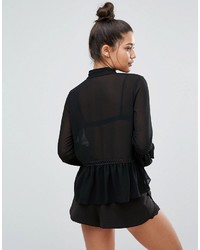 Chemisier en crochet noir Missguided