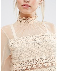 Chemisier en dentelle beige Asos