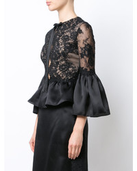 Chemisier en dentelle noir Marchesa