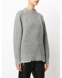 Chemisier en laine en tricot gris Sacai