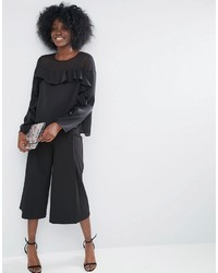 Chemisier en satin à volants noir Asos