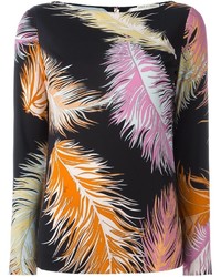 Chemisier en soie imprimé noir Emilio Pucci