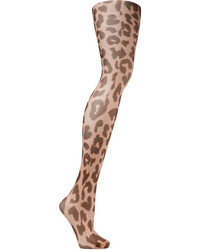 Collants imprimés léopard marron