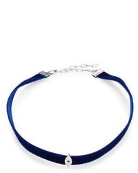 Collier en velours bleu marine