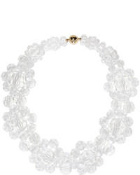 Collier orné de perles à fleurs blanc