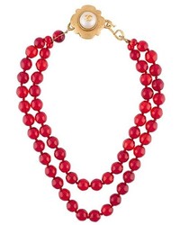 Collier orné de perles rouge Chanel