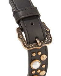 Collier ras de cou en cuir noir Gucci