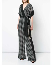 Combinaison pantalon à carreaux noire et blanche Dvf Diane Von Furstenberg